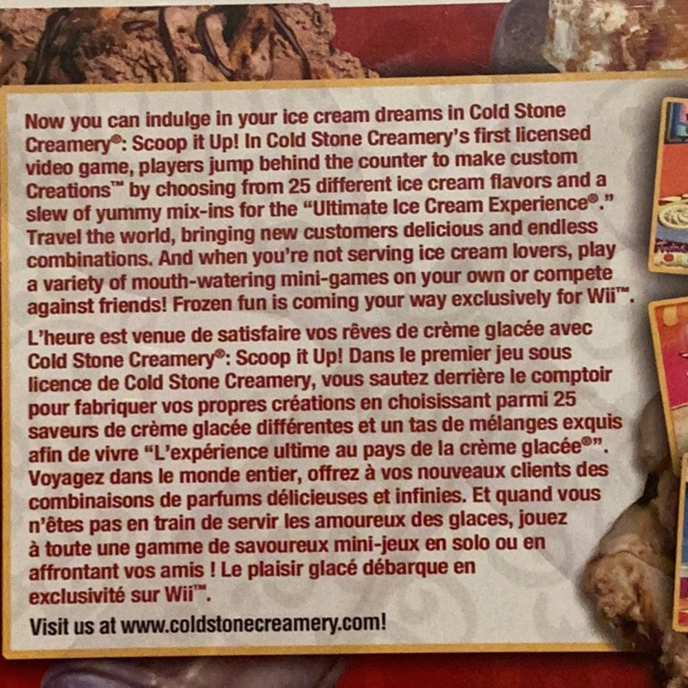 Cold Stone Creamery Scoop It Up Nintendo Wii Game Ice Cream Cones Complete CIB - Picture 4 of 7